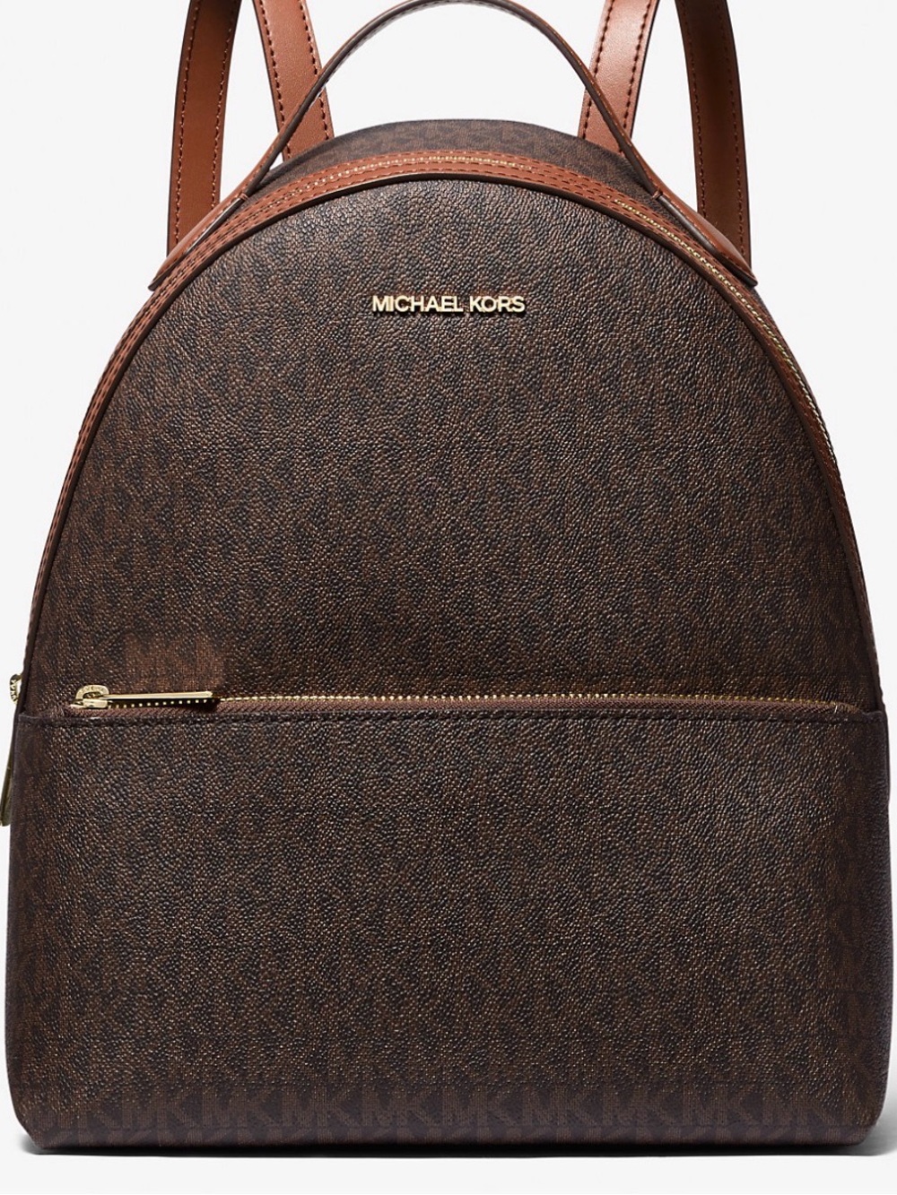 MICHAEL KORS Brown Monogram Backpack with Gold Hardware